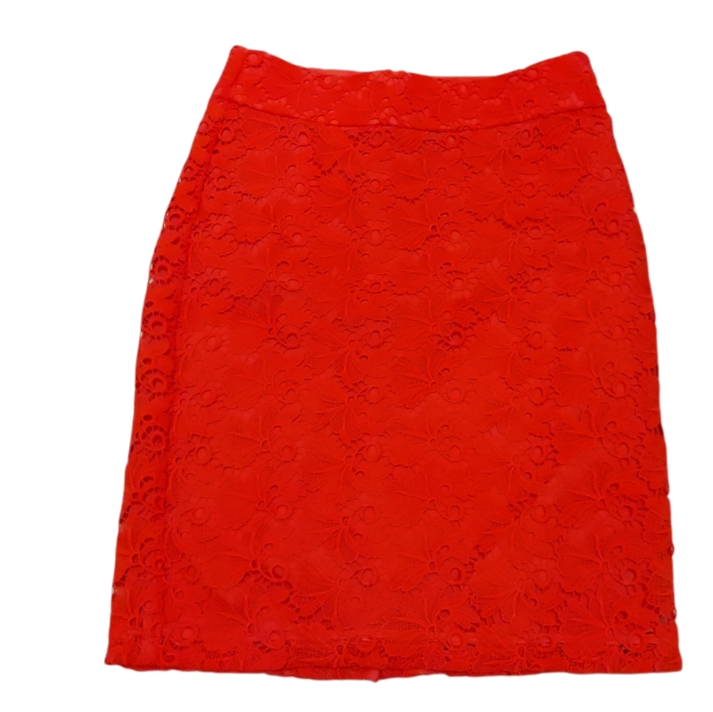 Ann Taylor Orange Lace pencil skirt